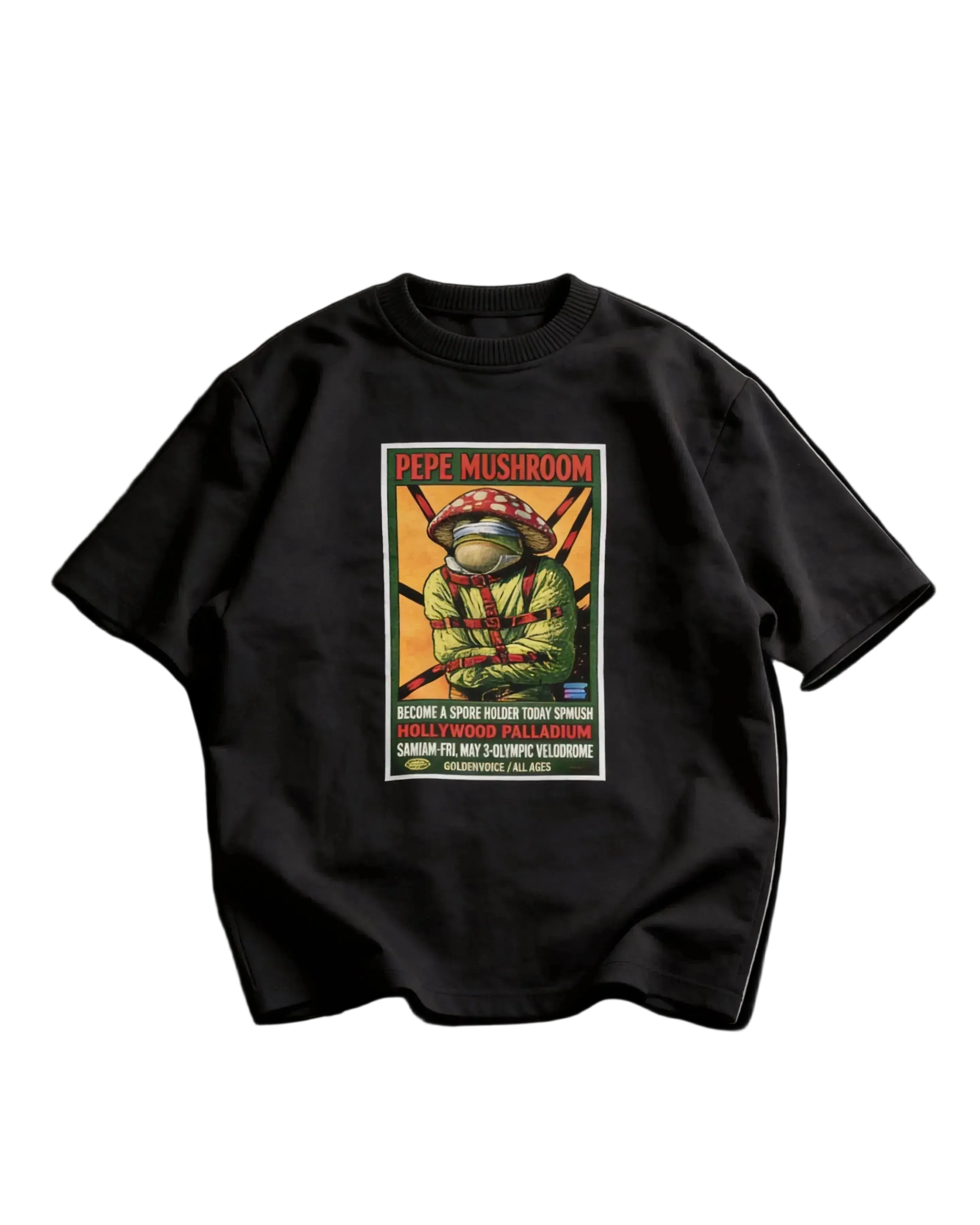 Pepe Mushroom Retro Psychedelic Concert Poster T-Shirt