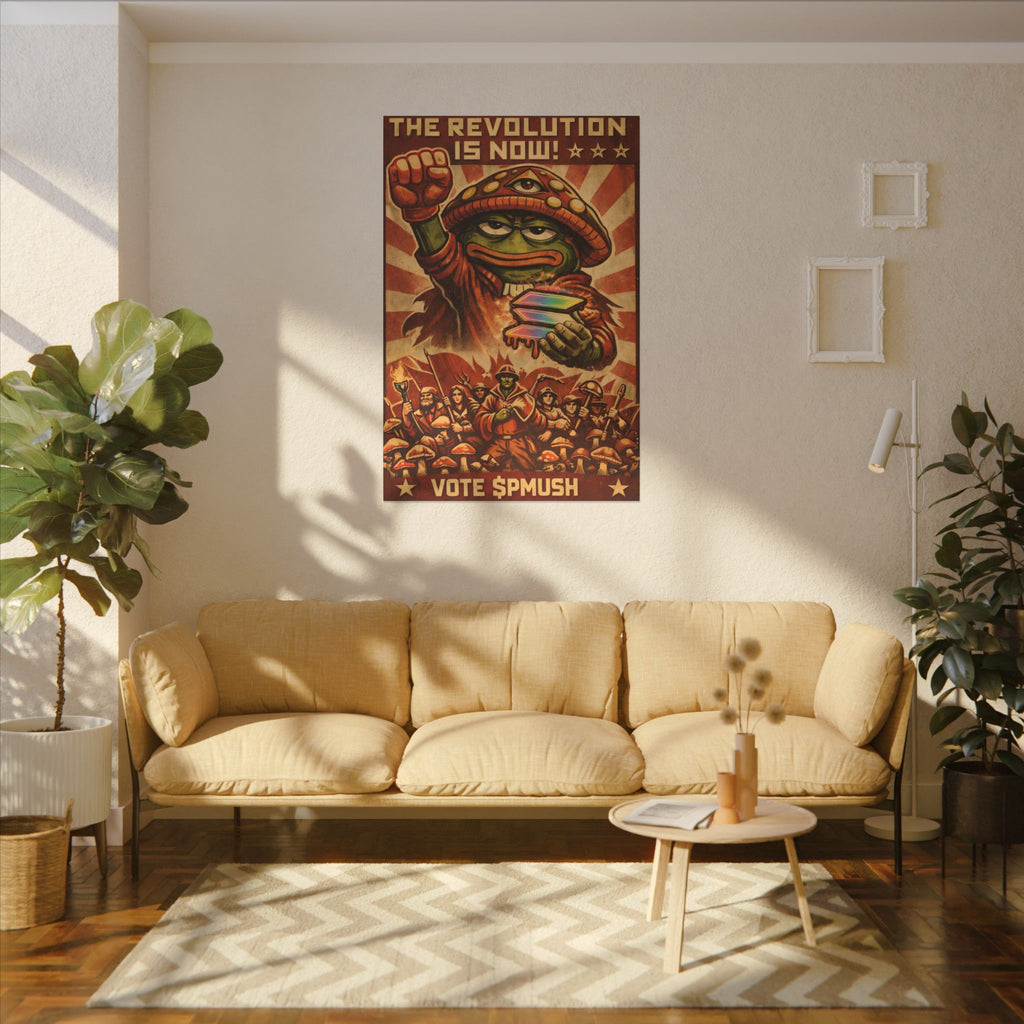The revolution is now Pepe mushroom, Stretched, 0.75" (Multi-Size)